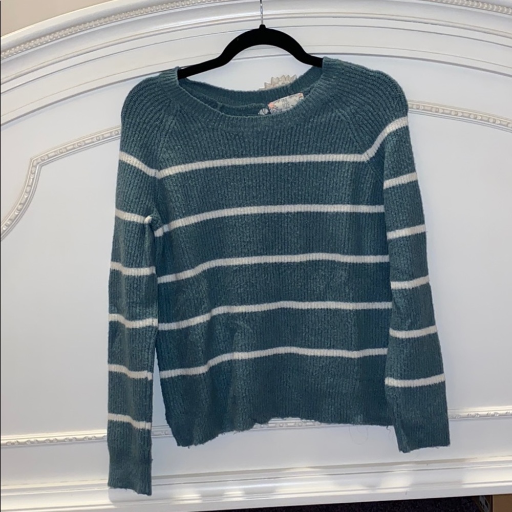 Pink rose striped sweater